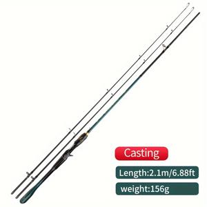 TEMU 1pc 롤피쉬 M&MH 파워 카본 파이버 스피닝 캐스팅 로드, 범용, 미디엄 액션, 2-팁, 5.91Ft ~ 8.86Ft, 민물 및 바다 낚시용 베이트 캐스팅 폴