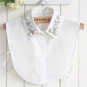 TEMU 여성용 탈착식 칼라, 우아한 시퀸과 라인스톤 장식, 셔츠와 스웨터용 패션 액세서리