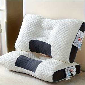 TEMU 1pc/2pcs 컬러 블록킹, 3D 디자인, 지역 마사지로 더 나은 수면을 위한 직조 베개 코어.
