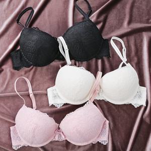 TEMU 3개 단색 레이스 라인스톤 장식 언더와이어 브라, 섹시하고 편안한 푸쉬업 브라, 여성 란제리 및 속옷