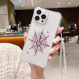 TEMU 아이폰 모델 14, 13, 12, 11 프로 맥스, XS 맥스, X, XR, 8, 7, 6, 6S, 미니, 2022 SE, 플러스, 생일, 여자 친구, 남자 친구, 친구, 또는 자신에게 완벽한 선물인 Cobweb Design Anti-Drop 폰 케이스와 비즈 스트랩