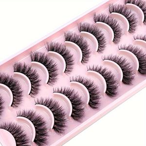 TEMU 새로운 10쌍 속눈썹 메이크업 소프트 플러피 3D 밍크 인조속눈썹 두꺼운 핸드메이드 볼륨 밍크 래쉬스 자연스러운 속눈썹