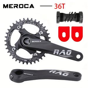 TEMU 메로카 라오 자전거 크랭크셋, 1x MTB 합금 104BCD 크랭크 170MM 홀로텍 크랭크 암과 바텀 브라켓 BB 체인링 마운틴 바이크 크랭크, 자전거 액세서리