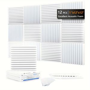 TEMU OLOEY 12pcs 음향 폼 패널 - 스튜디오, 팟 캐스팅, 녹음 스튜디오, 사무실을 위한 소음 감소 방음 타일 - 자체 접착성 벽 및 천장 음향 재료