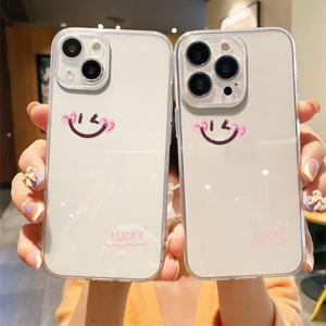 TEMU 즐거운 얼굴 패턴 투명 폰 케이스, 질감 심플 폰 케이스, 아이폰 16 15 14 11 XS XR X 8 7 6 6S 플러스 프로 맥스용, 할로윈 선물, 가족, 생일, 친구 또는 자신을 위한