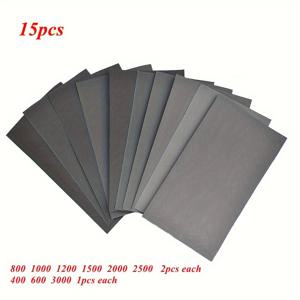 TEMU 15pcs/세트 미세 사포 습식 및 건식 사포 400 600 3000 800 1000 1200 1500 2000 2500 Grit Wood Metal Sandpaper
