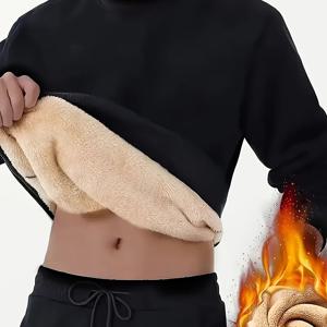 TEMU 피어슨 OBM 코지 플리스 안감 라운드 넥 스웨트셔츠 - 캐주얼, 긴팔, 단색, 폴리에스터 혼방, 가을/겨울 편안함에 완벽, 편안한 스웨트셔츠