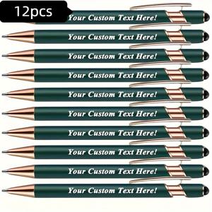 TEMU 12개의 고급화된 개인화된 볼펜 세트, 감각적인 터치 팁으로 부드럽게 느껴지는 capacitive touch tip으로, 기념일, 어머니의 날, 생일, 교사 날, 파티, 또는 특별한 기념일을 위한 완벽한 선물입니다. 블랙 잉크로 제공됩니다.