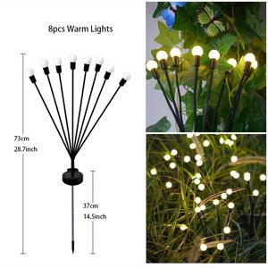 TEMU 6/8/10 태양 LED 스마트 파이어플라이 지상 플러그인 라이트, 밤에 반짝이는 잔디와 마당 라이트, 지능형 감지 - 빛 감지, 정원, 야외 캠핑 및 다양한 야외 장면 분위기 장식에 적합, 결혼식, 크리스마스, 부활절, 추수감사절, 새해, 및 다양한 축제에 아름다운 장식 추가