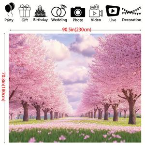 TEMU 1pc 체리 꽃 피는 폴리에스터 배경, 현실적인 자연 풍경 사진 천, 대형, 전기 없음, 입구, 다목적 사용, 깃털 없음, 실내/실외 이벤트, 가정 장식, 스튜디오에 적합