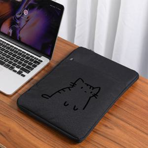 TEMU 귀여운 고양이 스케치 디자인이 있는 15인치 슬림 노트북 슬리브 - MacBook, iPad 및 태블릿용 내구성 있는 옥스포드 패브릭 보호 케이스, 이중 지퍼 클로저, 블랙, 노트북 가방