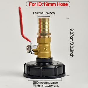 TEMU 1000리터 IBC 탱크 어댑터, 청동 밸브 S60, 6/8/10/12/14/16/19mm 호스 바브 커넥터 탱크 밸브 피팅