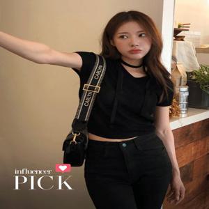 [정향'pick] 포피 타이 브이넥 반팔 니트