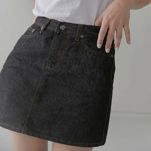 8155 셀비지 논이염 에이라인 블랙 데님스커트