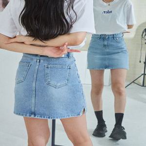 [8140] 베이직 A라인 데님스커트 (연청)