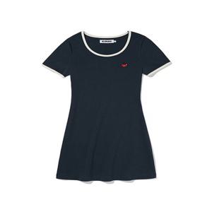 스몰 체리 라운드넥 드레스 [다크 네이비]
