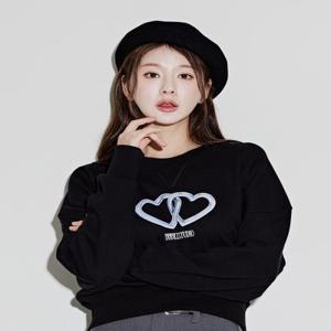 [비비비] 커플하트 크롭 스웨트셔츠 (3color)