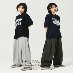 [1+1] 사이드 투턱 와이드 조거핏 트레이닝 스웨트 팬츠 - 6Color