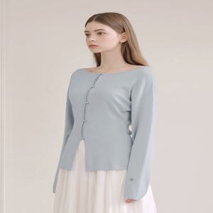 [44-120] Evelyn Boat Neck Flare Knit  에블린 보트-넥 플레어 니트 (봄/데일리룩/출근룩/오피스룩/하객룩/금장단추/플레어/보트넥/자체제작/빅사이즈)