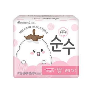 유한킴벌리 좋은느낌 순수 울트라 날개 중형 18p 1팩/생리대