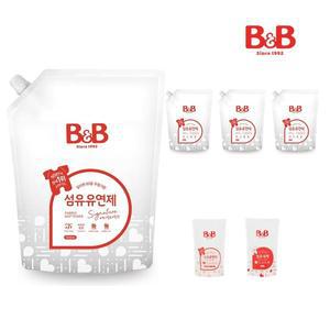 [비앤비]유아 섬유유연제 베르가못향 1500ml 리필형 4입+증정품 800ml 2입(유연제 1 세제 1)