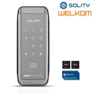 솔리티 웰콤 WRT300 카드키4개+번호키 0초바로잠김 강력한내구성 도어록 내부이중잠금 허수기능 고온감지 스마트라이팅 전기충격무력화 현관문 디지털도어락 현관번호키