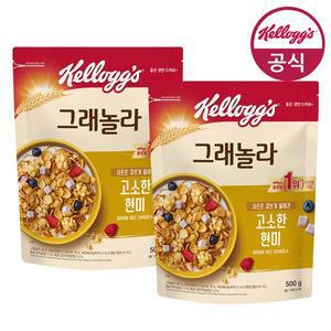 [켈로그]시리얼 큐브 현미 그래놀라 500g x 2개