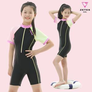 [제테스] 여아동 올인원 집업 반팔 3부 수영복 레몬코랄 G_2i062