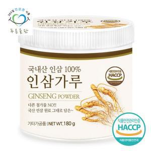 푸른들판 국내산 6년근 인삼 가루 180g 1통 분말 100% 차