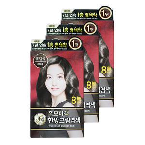 엘지 리엔 염색약 흑모비책 한방크림염색 흑갈색 3개