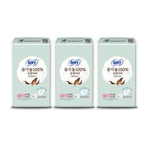 바디피트 유기농 순면커버 라이너 무향, 롱, 40P, 3개