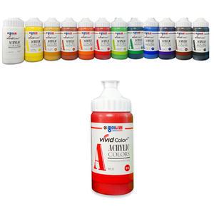 종이나라 비비드 아크릴물감 220ml 12색 A세트 대용량 미술용품 채색 수업준비물 그림도구 유아미술