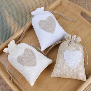 [제이큐]린넨 하트 복주머니 파우치 10X14cm X ( 10매입 )