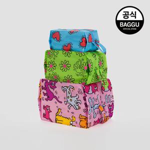 BAGGU 바쿠 3D 파우치 3SET 키스 해링