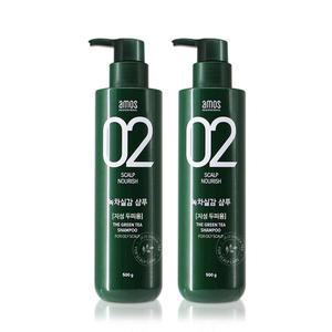 [NS홈쇼핑]아모스 녹차실감 샴푸 지성용 500g  산뜻한타입 1+1 (C)[34284526]