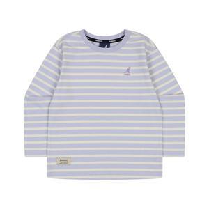 [캉골키즈]클럽 로고 스트라이프 롱 슬리브 티셔츠 QC 0001 라벤더