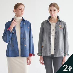 [론칭가 79900원][라라쎄] 자수 데님 셔츠자켓 2종