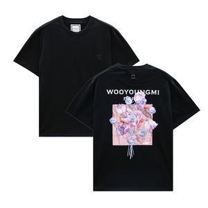 24FW 우영미 3D 플라워 백로고 티셔츠 블랙 W243TS05708B