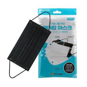 에어캅 3중차단 일회용 부직포 마스크 블랙 5개입 30개