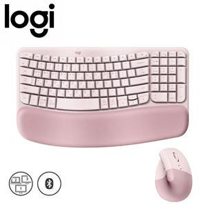 키스킨증정 로지텍 WAVE KEYS 로즈+LIFT 리프트 버티컬 마우스 로즈핑크