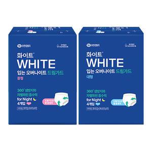 화이트 입는 오버나이트 드림가드 중형 4P, 1개 +  대형 4P, 1개