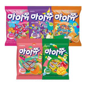 크라운 마이쮸 딸기복숭아 284g+포도사과 284g+요거트오렌지 284g+애플망고 100g+캔털루프멜론 100g(총5개)
