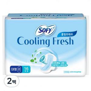 쏘피 쿨링프레쉬 생리대 날개형, 대형, 16개입, 2개 one option