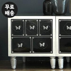 뷔노 엔틱 은박 5칸 협탁 서랍장 2단 안방 쇼파옆