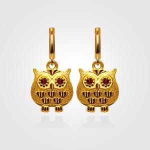 [베티블루] 995 999 24K 순금 작고 뚱뚱한 부엉이 여성 7.5g 금 원터치 귀걸이