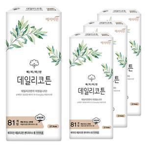 예지미인 데일리코튼 안심 흡수 생리대 팬티라이너 롱 81개입 4개