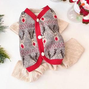 강아지 사슴 단추 니트 조끼 2XL 1P 크리스마스 겨울 (WFH37EU)