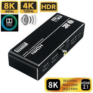 호환100% HDMI 2.1 오디오 추출기 변환기 4K 120Hz 오디오+비디오+디지털 동축