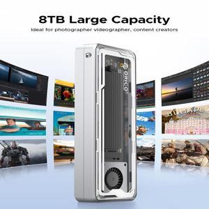 ORICO 냉각 선풍기 알루미늄 인클로저, Mac용 썬더볼트 3/4 호환 가능, 40Gbps USB 4 M.2 SSD, 8TB PCIe4.0