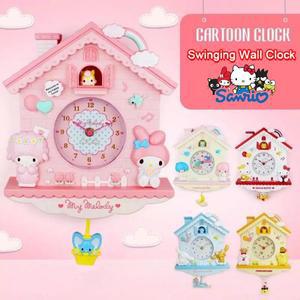 Sanrio 만화 매달려 벽시계 헬로 키티 50 주년 기념 하우스 쿼츠 Cinnamoroll 멜로디 음소거 홈 선물